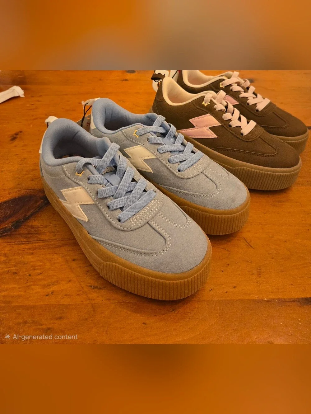 2 Pairs Of New Girls JUSTICE  Suede Platform Sneakers in Light Blue & brown Sz2